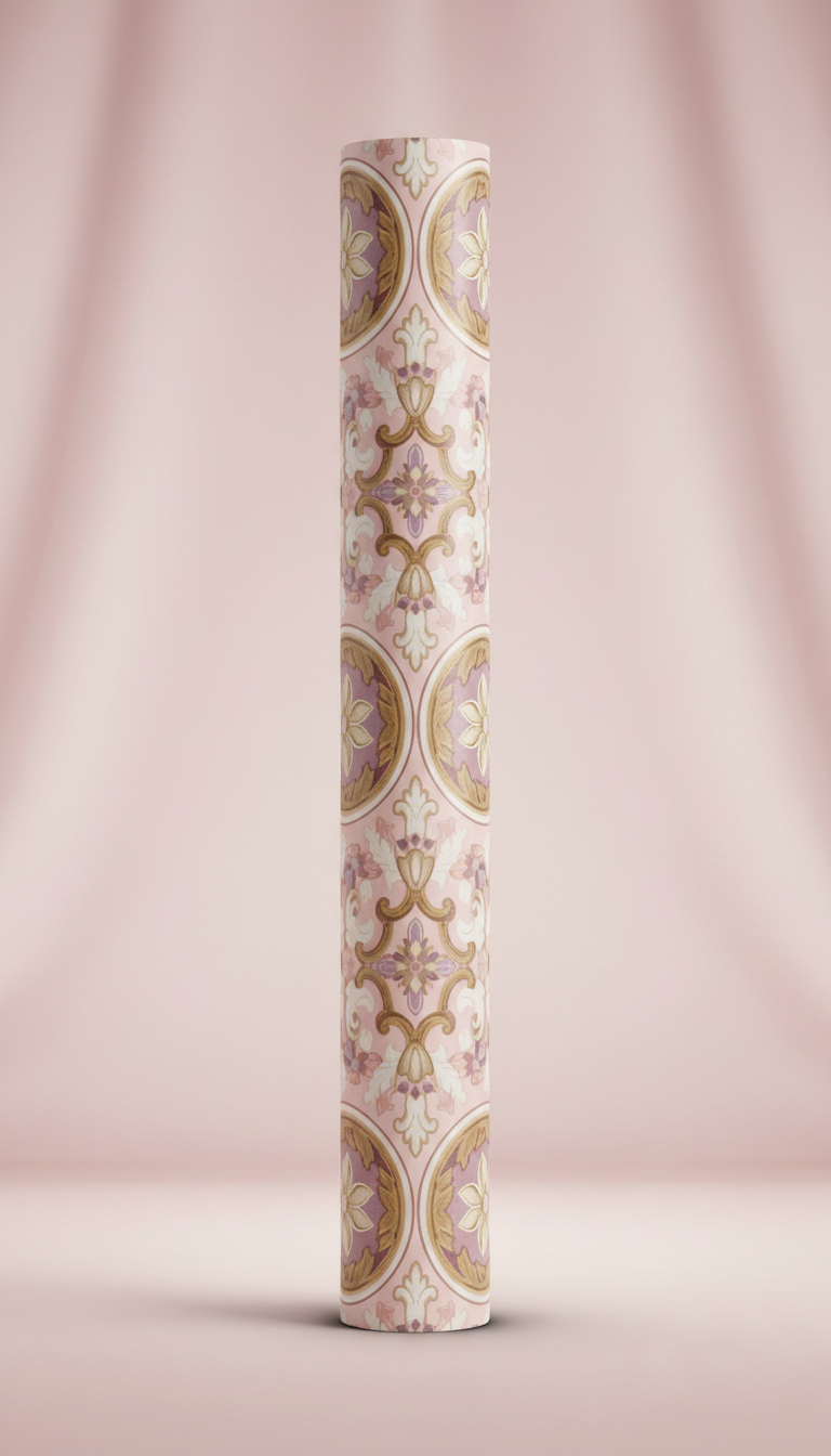 Rosewater Wrapping Paper with Ornate Baroque Pattern